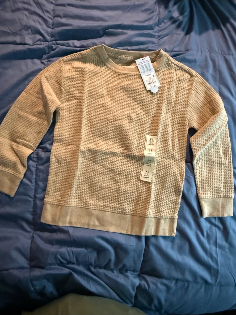 Cat & Jack kids unisex x-small beige long sleeve soft waffle knit unisex